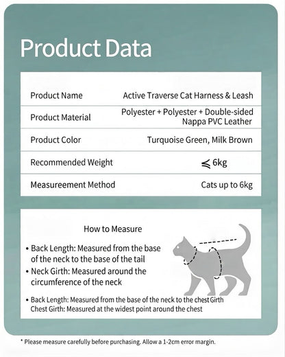 Active Traverse Cat Harness & Leash Set