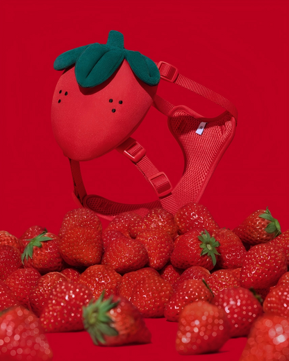 Strawberry Pet Backpack, Harness & Leash Set