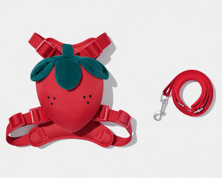 Strawberry Pet Backpack, Harness & Leash Set